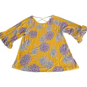 Vibrant Floral Blouse with Ruffle Sleeves